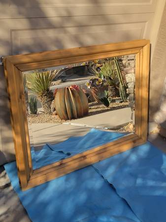 Rustic pine beveled mirror 1