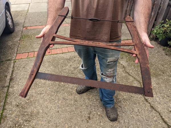 LOGGING SAW cross cut large antique wood cutters 1