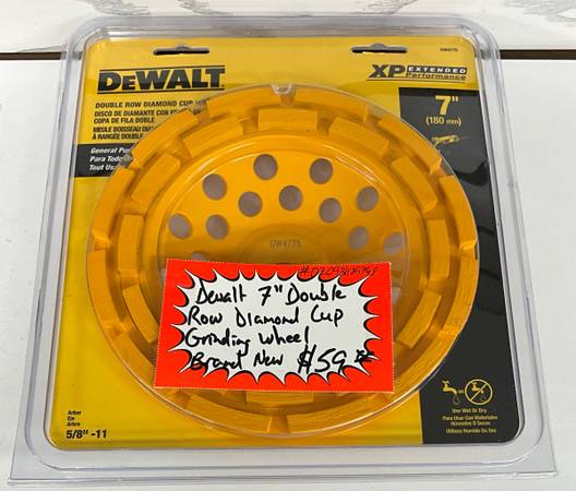 Dewalt 7” Double Row Diamond Cup Grinding Wheel Brand New 1