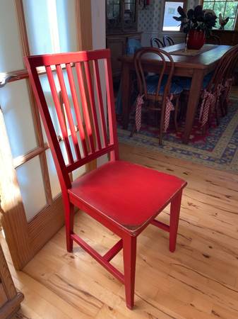 SOLID WOOD CRATE & BARREL ❤️🤍💙 RED CHAIR 1