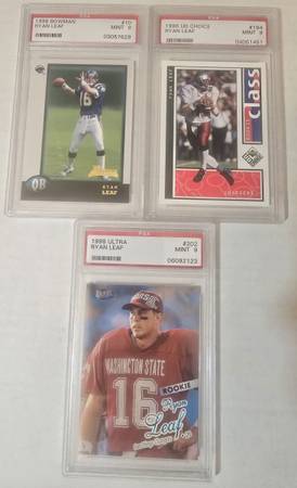 PSA GRADED RYAN LEAF 1998 ROOKIE CARDS BOWMAN UPPER DECK FLEER ULTRA MINT 9 FOOT 1