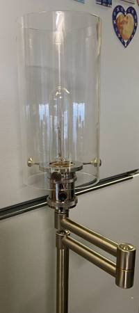 Designer Style Swing Arm Floor Lamp Clear Glass Shade 1
