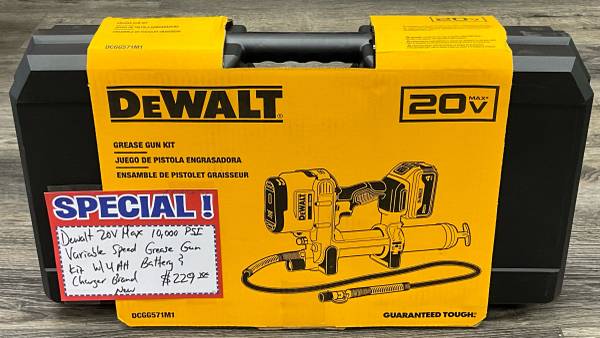 Dewalt 20V Max 10,000 PSI Variable Speed Grease Gun Kit W/ 4AH Battery & Charger 1