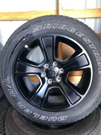 (4) Bridgestone Deuler 275/55/20 Tires on Black Dodge Wheels 1
