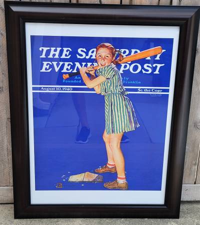 Framed - Saturday Evening Post Cover, Up at Bat by Douglass Crokwell 1