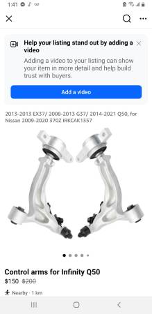 2016 infinity Q50 control arms 1