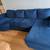 Blue Sectional Sofa with Rounded End and Chaise (microfiber material) 2 thumbnail