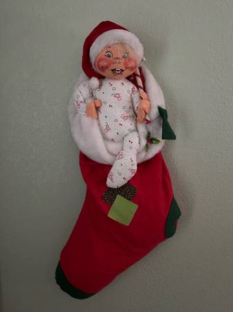 1987 Annalee baby in Large Christmas Stocking 1