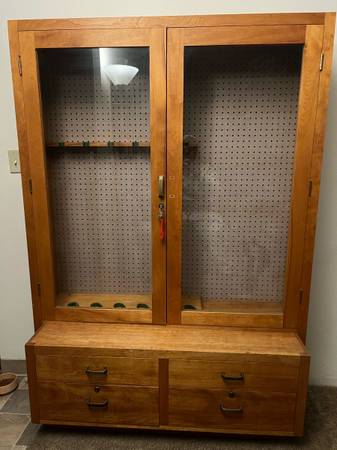 Solid Wood Locking Display / Storage Cabinet — Glass Doors — $150 OBO 1