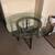 Sturdy glass top and wood base table. 3 thumbnail