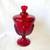 Viking Art Glass MCM Six Petal Ruby Red Candy Jar and Cover 1 thumbnail