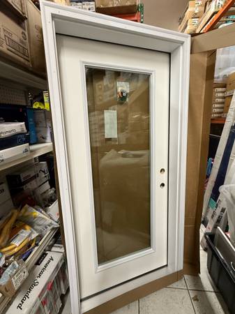 36 in. x 80 in. Left-Hand Inswing Full-Lite Clear Low-E Primed Front Door 1