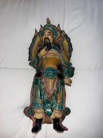 Antique Chinesse Cancan-glazed roof tile Warrior 14" Guan Gong 1