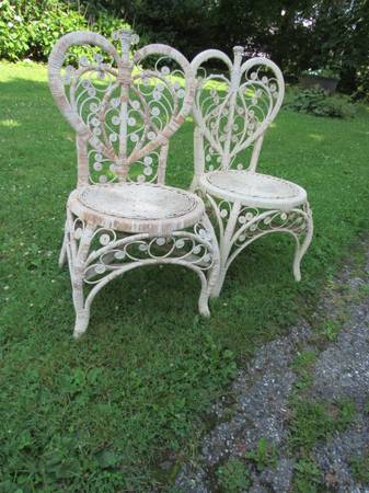 Pair Antique Wicker side chairs 1