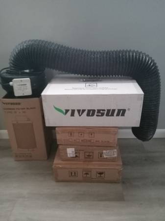 Grow lights and 6" inline fan with carbon filter 1