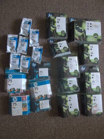 expired SEALED NEW hp computer PRINTER INK 74 75 black tri color 1