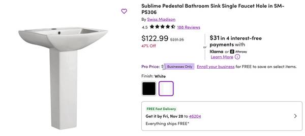 Pedestal sink (new!) 1