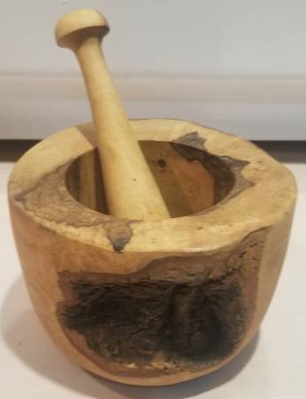 One-of-a-Kind Rustic Wooden Mortar & Pestle – Handcrafted 1