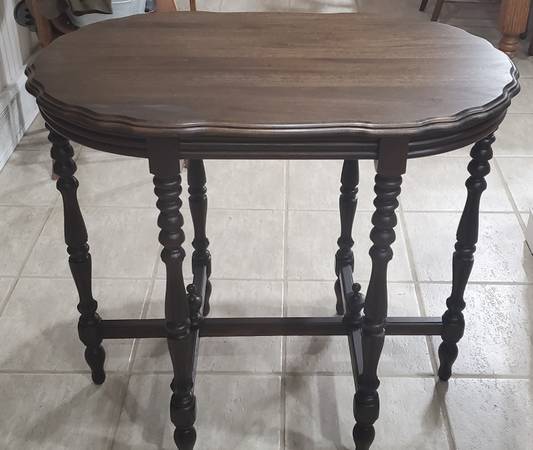 Unique Antique Walnut Oval Occasional Table 1
