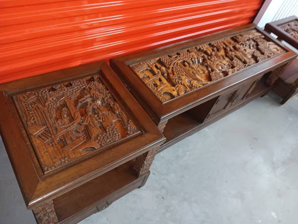 Hand Carved Asian Living Room Tbls - furniture - by owner - sale