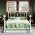 Queen Size Platform Bed Frame, Butterfly Pattern Design, White Wrought Iron-Art  1 thumbnail