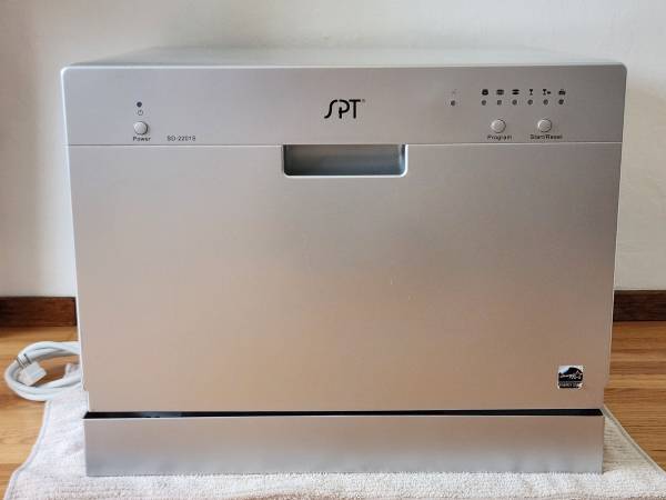 SPT Countertop Dishwasher: silver, compact, portable, 6 wash cycles 1