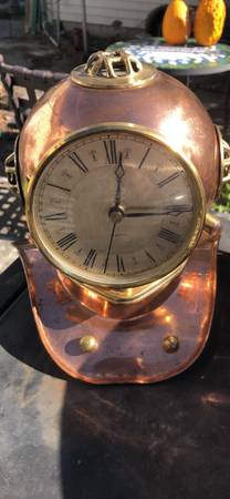 Copper scooper divers like clock works 8x8 inches tall 1