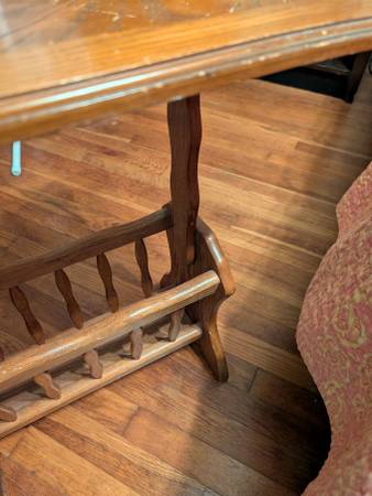 Table with magazine rack. - $15 (Anniston)63440260567425122