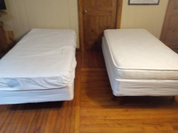 TWO (2) twin beds, excellent shape with box spring, frame and mattress 1