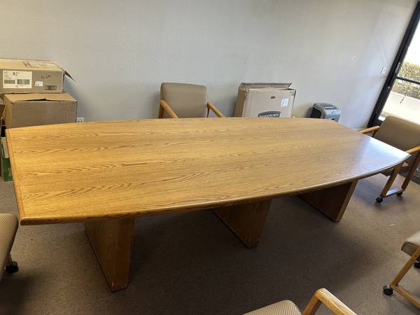 Solid Oak Conference Table + 6 Chairs Included *FREE* 1