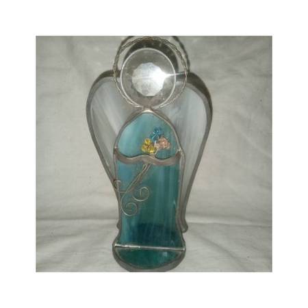 Stained Glass Angel Sun-catcher Holding Flowers Free Standing 1