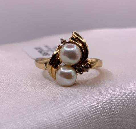 Pearl Lady's Stone Ring 14K Yellow Gold 3.5g 1