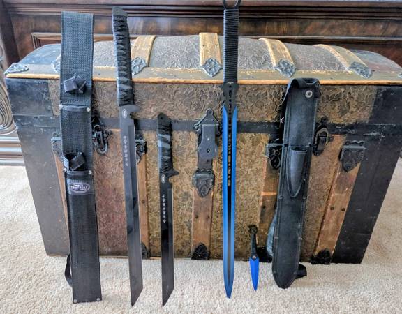 Tactical Ninja Sword Sets (2 Sets Bundle) - Kentucky Cutlery & Snake Eye Blue & 1