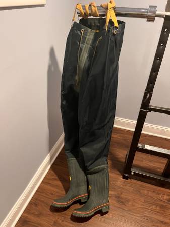 Gladding rubber boot chest waders, size 10 1