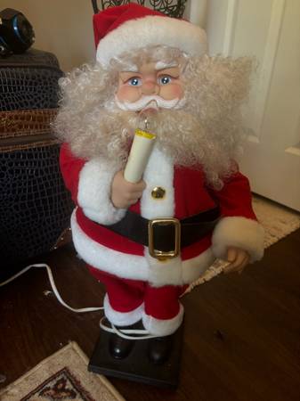 Vintage Motionette Animated & Lighted  Santa Claus with Candle 1