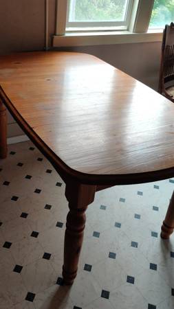 sturdy country kitchen table in pine.  solid work surface as desk, too 1