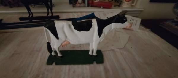 COW DOOR STOP/BOOT SCRAPER  Antique Vintage Friesian 1