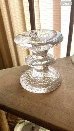 Iitala Glass Finnish Art Glass  Mid Century Modern Candle Stick 1