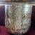 Large Antique Style  repoussé metal planter with embossed floral design. Silver 2 thumbnail