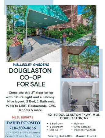 Douglaston, Queens Co-op For Sale  2 Bed, 1 Bath 1