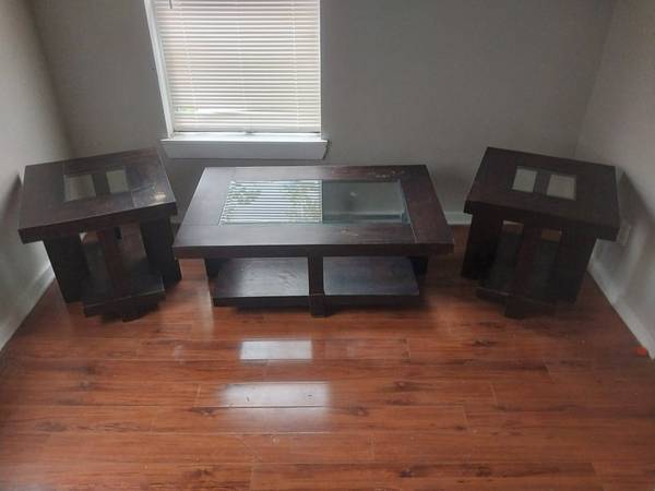 3 Piece Wood Wooden Living Room Table Set End / Side Tables 1