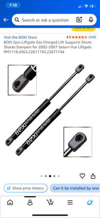 Support struts for hatchback 1