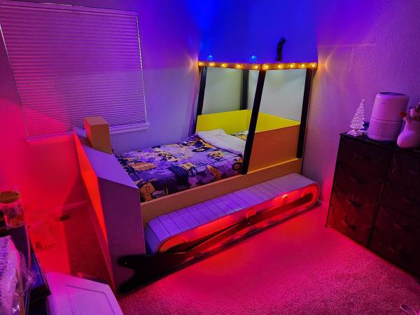 Custom Built Twin Dozer Bed Frame w/ LED Lights & Control Panel 1