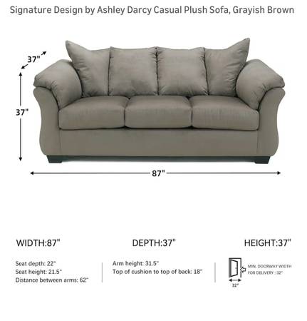 Signature Design by Ashley Darcy Casual Plush Sofa, Grayish Brown 1
