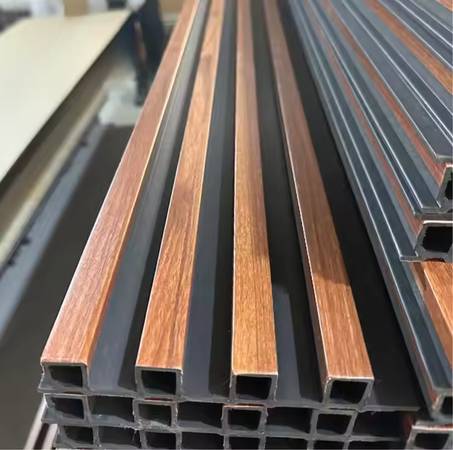 2-Tone PVC Wall Slat Panels | Black + Dark Brown Accent Design 1