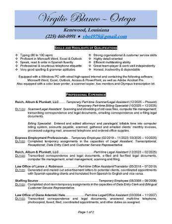 Bilingual (Spanish) office professional seeking remote admin work 1