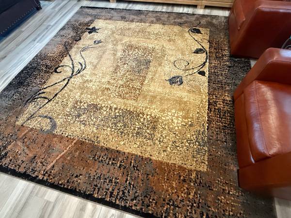 10 ft x 10 ft brown/black/camel area rug - brand new never used. 1