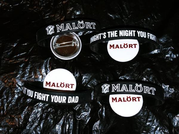 Malort Liquor New Promo Button Pin & Rubber Wristband 1