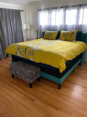 King Size Bed frame with Mattress and box springs 1