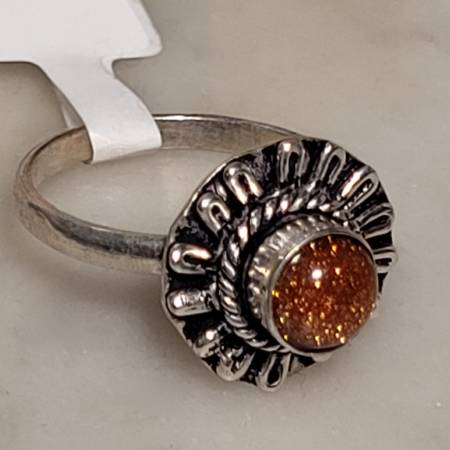 Goldstone and 925 Silver Ring - Size 6.5 1